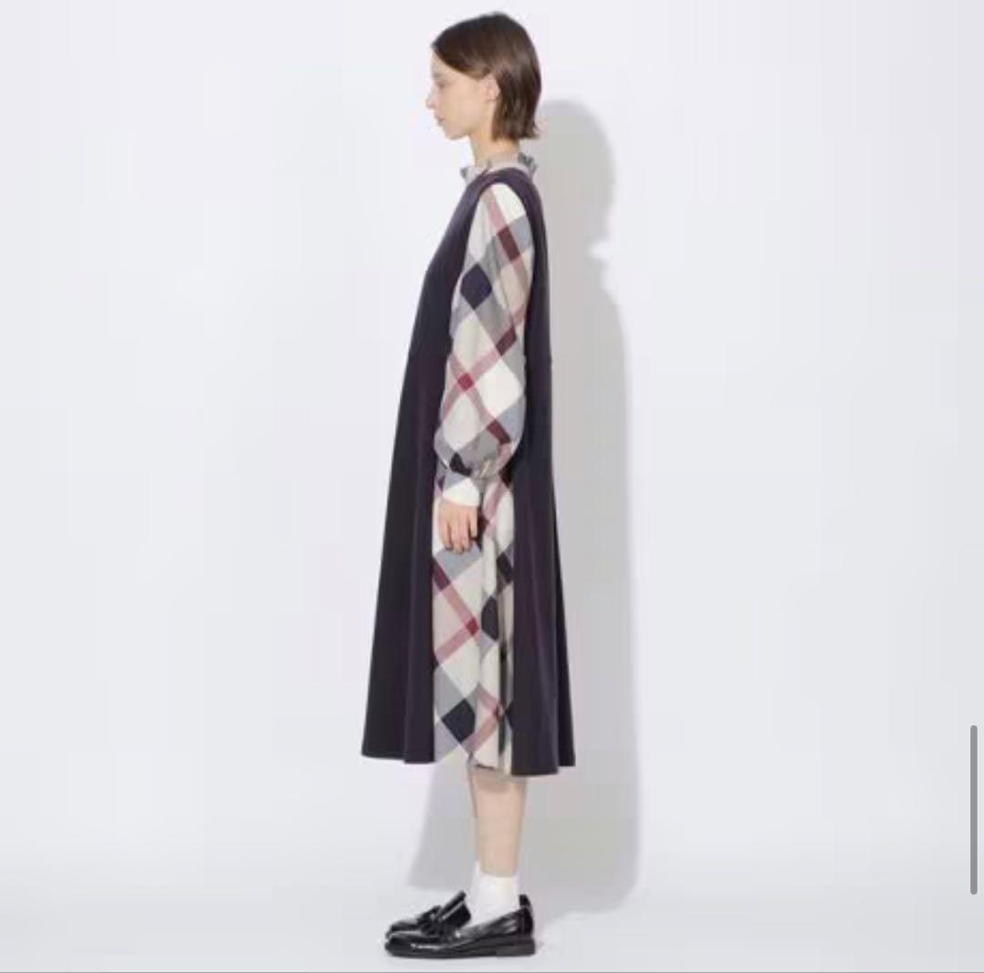 百花【ブルーレーベル・クレストブリッジ】ネイビー 長袖 ワンピース