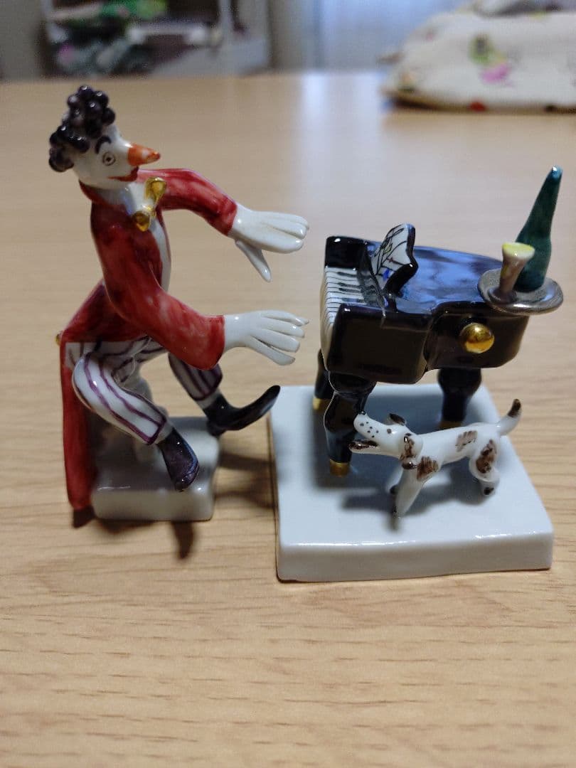 マイセン ピエロとピアノの陶器製置物 2個セット インテリア オブジェ