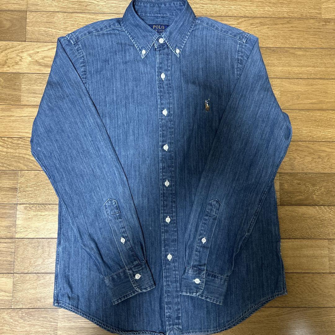 極美品　ラルフローレン　デニムダンガリーボタンダウンシャツ　クラシックフィットS