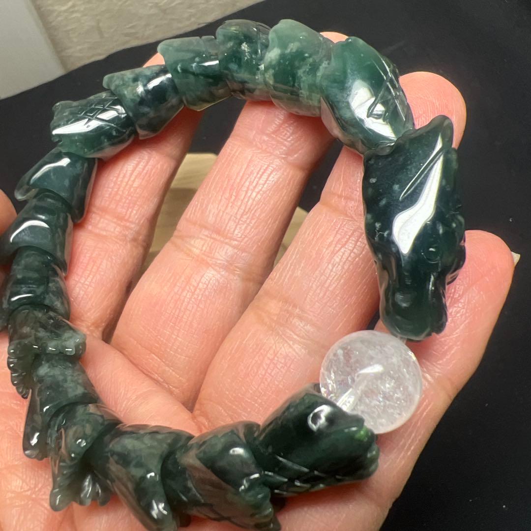 浄化水晶&繁栄翡翠製　龍神ブレスレット