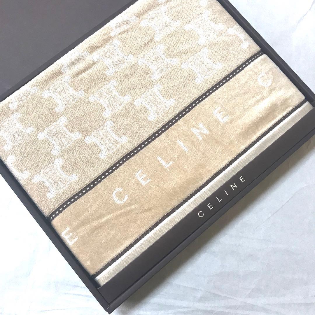 未使用品 セリーヌ CELINE タオルケット マカダム柄140×190cm