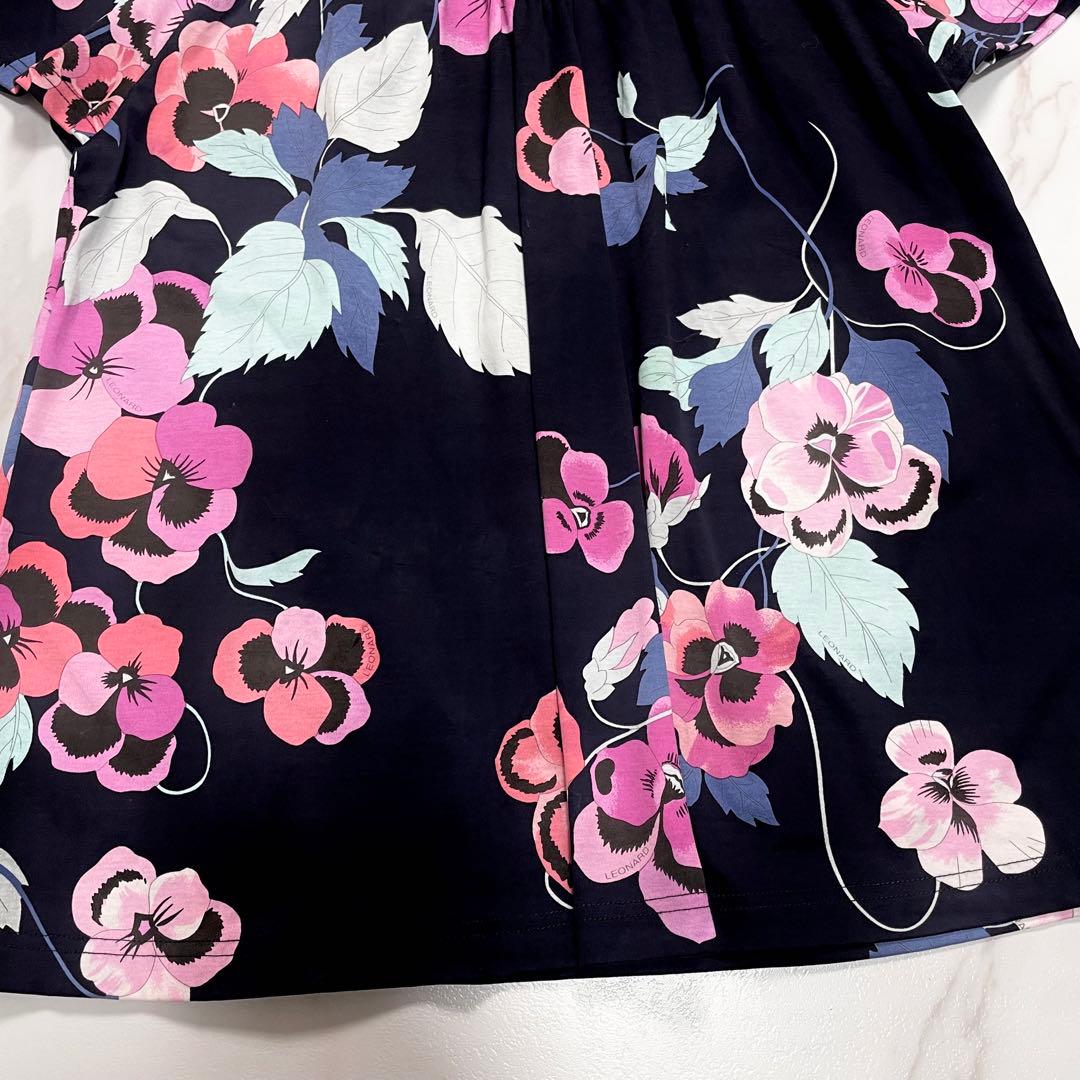 未使用級✨LEONARD カットソー シャツ トリム パンジー 現行 近年モデル