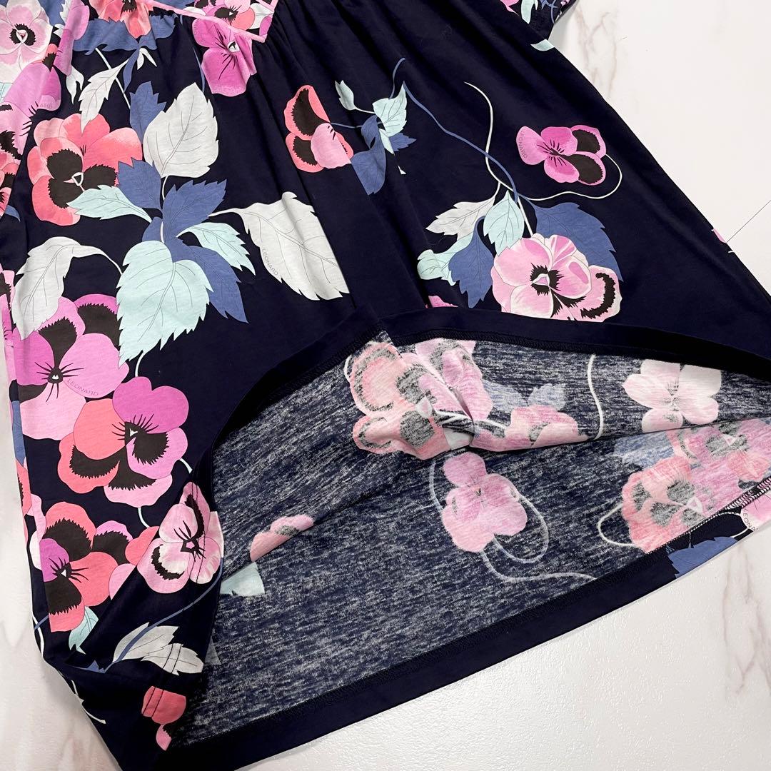 未使用級✨LEONARD カットソー シャツ トリム パンジー 現行 近年モデル