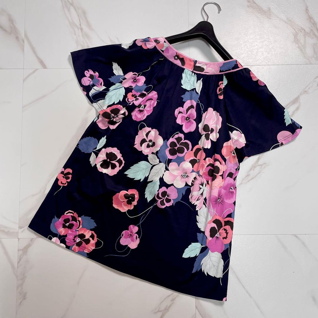 未使用級✨LEONARD カットソー シャツ トリム パンジー 現行 近年モデル