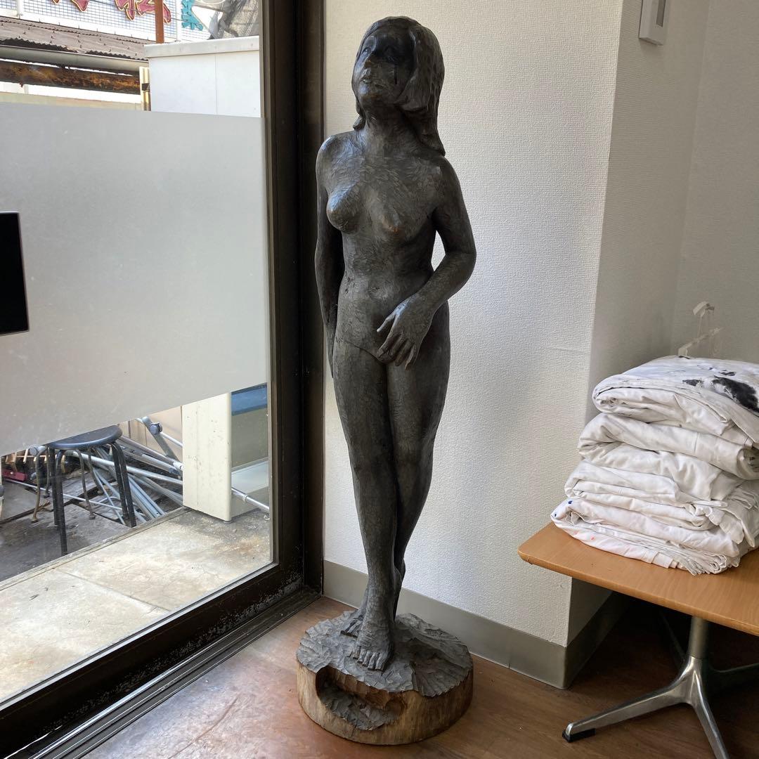 専用木製手彫り女性像 134cm広島引き取り限定