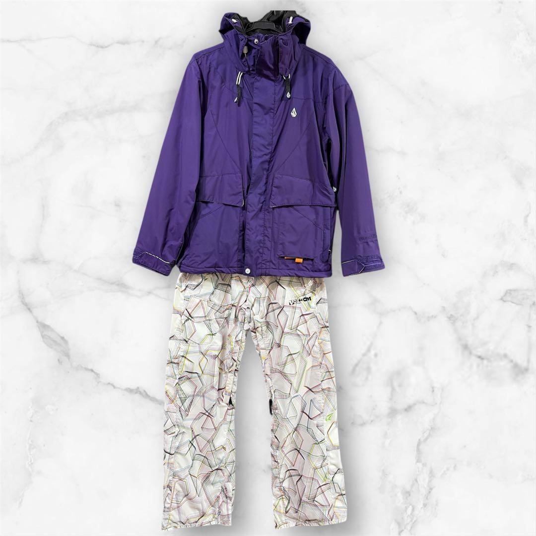 ボルコム スノーボードウェア上下セット M相当 10k Nimbus 紫×総柄
