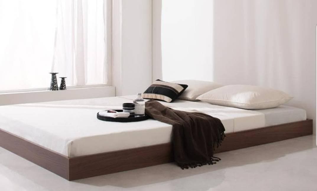 セミダブル シンプルデザイン ローベッド ウォルナットブラウン