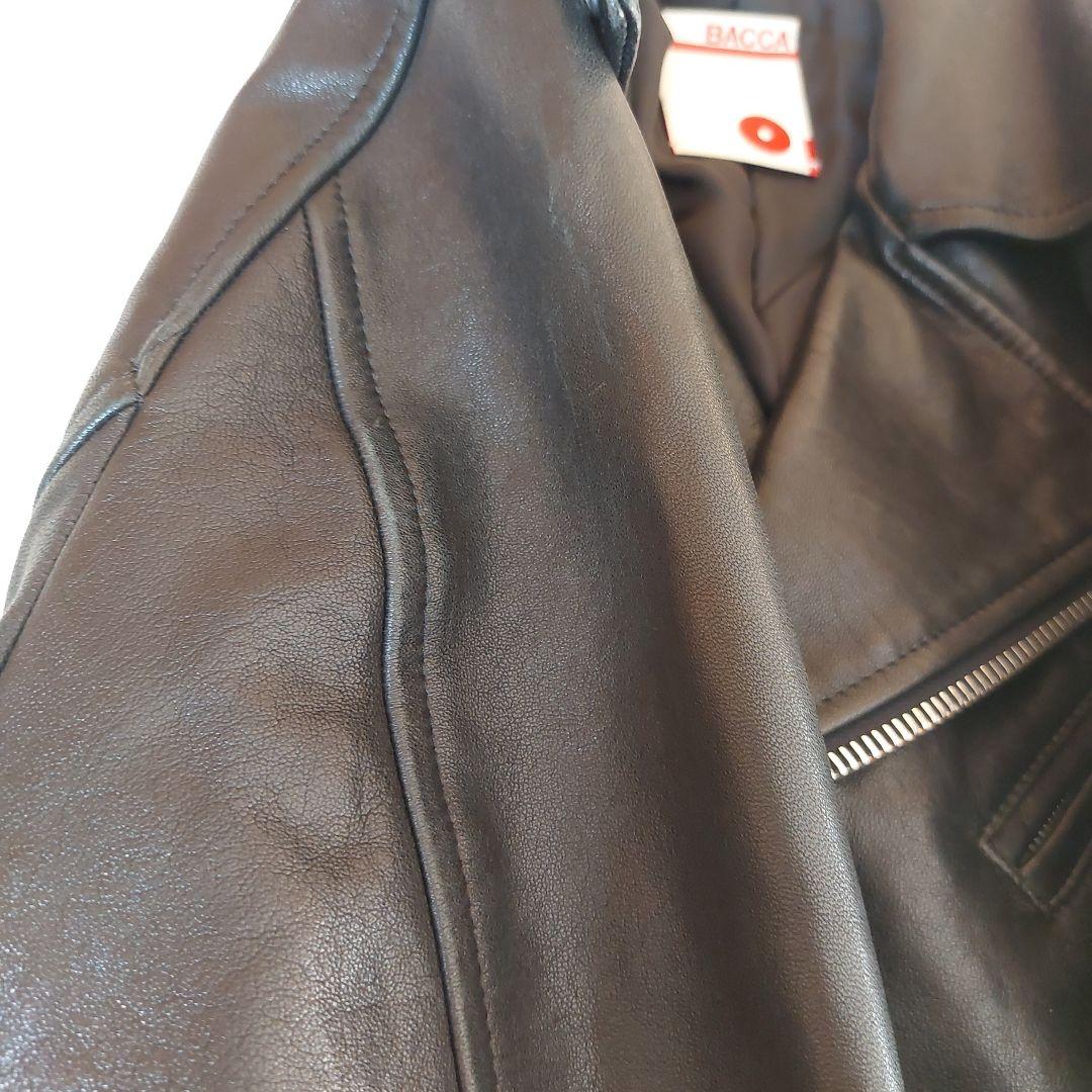 BACCA ラムレザー ダブルライダースジャケット クロップド丈 ブラック