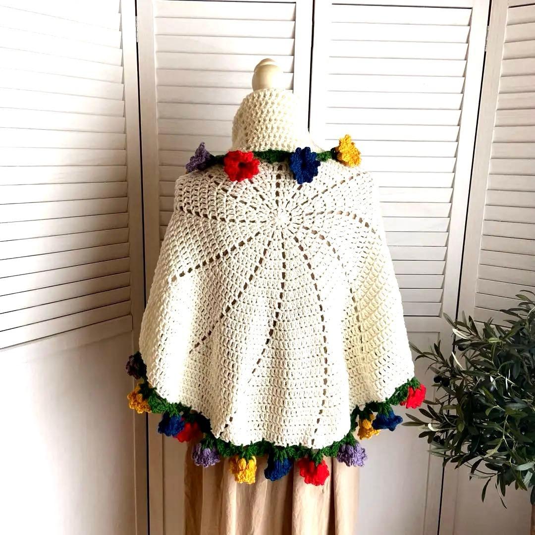 チュ子の編み物❣️花束ブランケット・バスケット付き・膝掛け・ショール