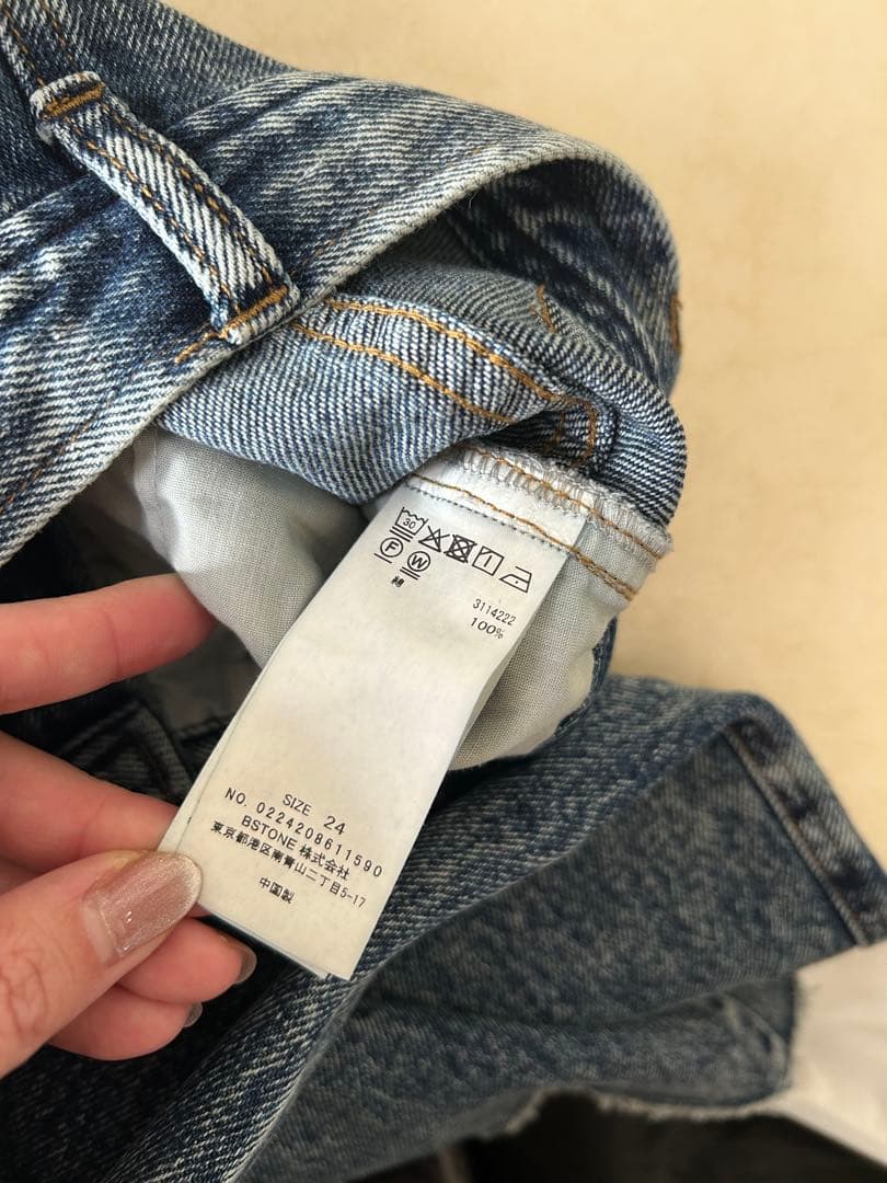 美品★ HEART PATCH DAMAGE DENIM PANTS