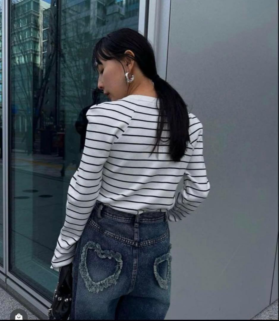 美品★ HEART PATCH DAMAGE DENIM PANTS