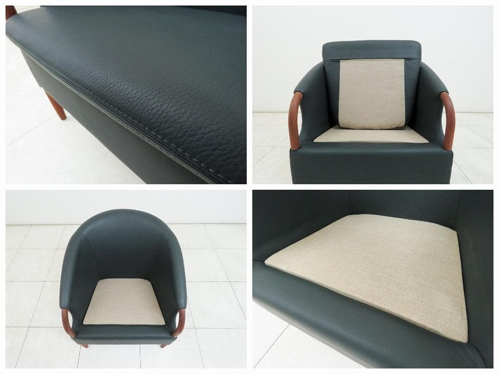 デンマーク NIELAUS&JEKI MOBLER 1人掛けソファ 本革×チーク