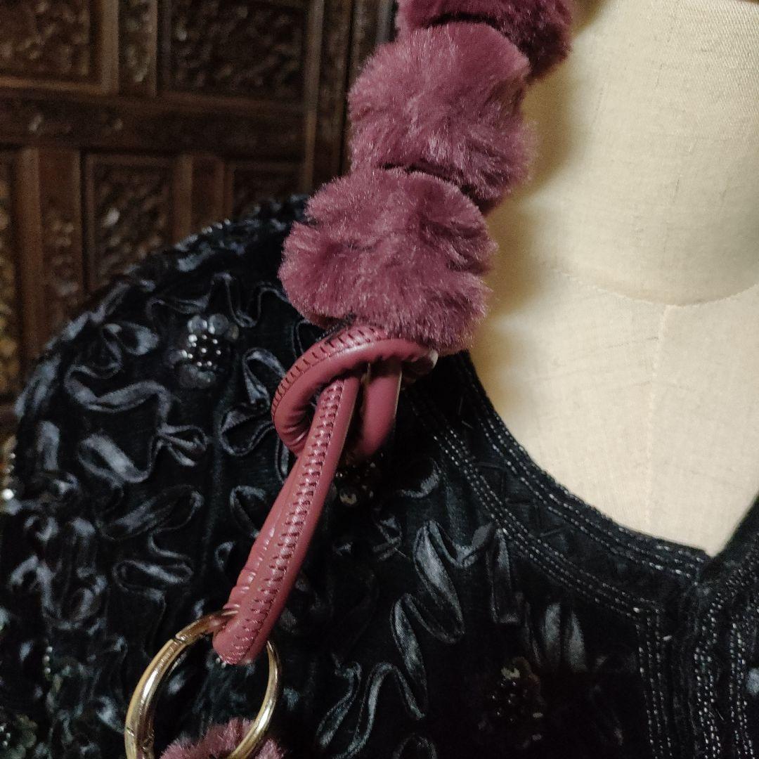 ケープ。ワインカラー バッグとセットです。