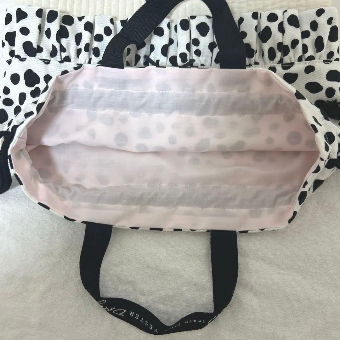 入園入学3点セット　【白地黒ハートヌビ×ダルメシアン】　女の子　レッスンバック