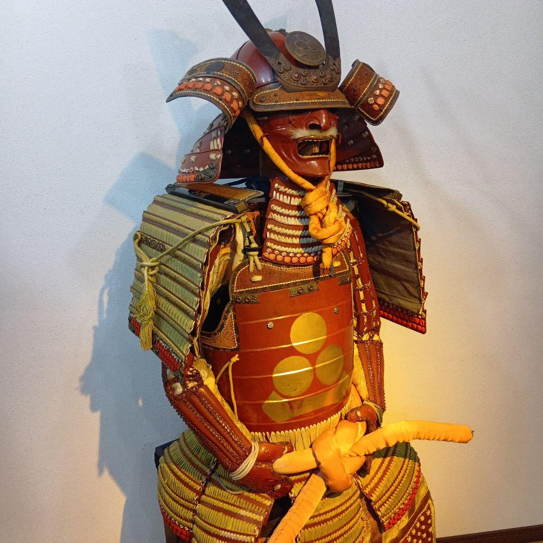 値下げ等身大　赤鎧兜一式　飾り付けた状態　 高さ　約　163センチ