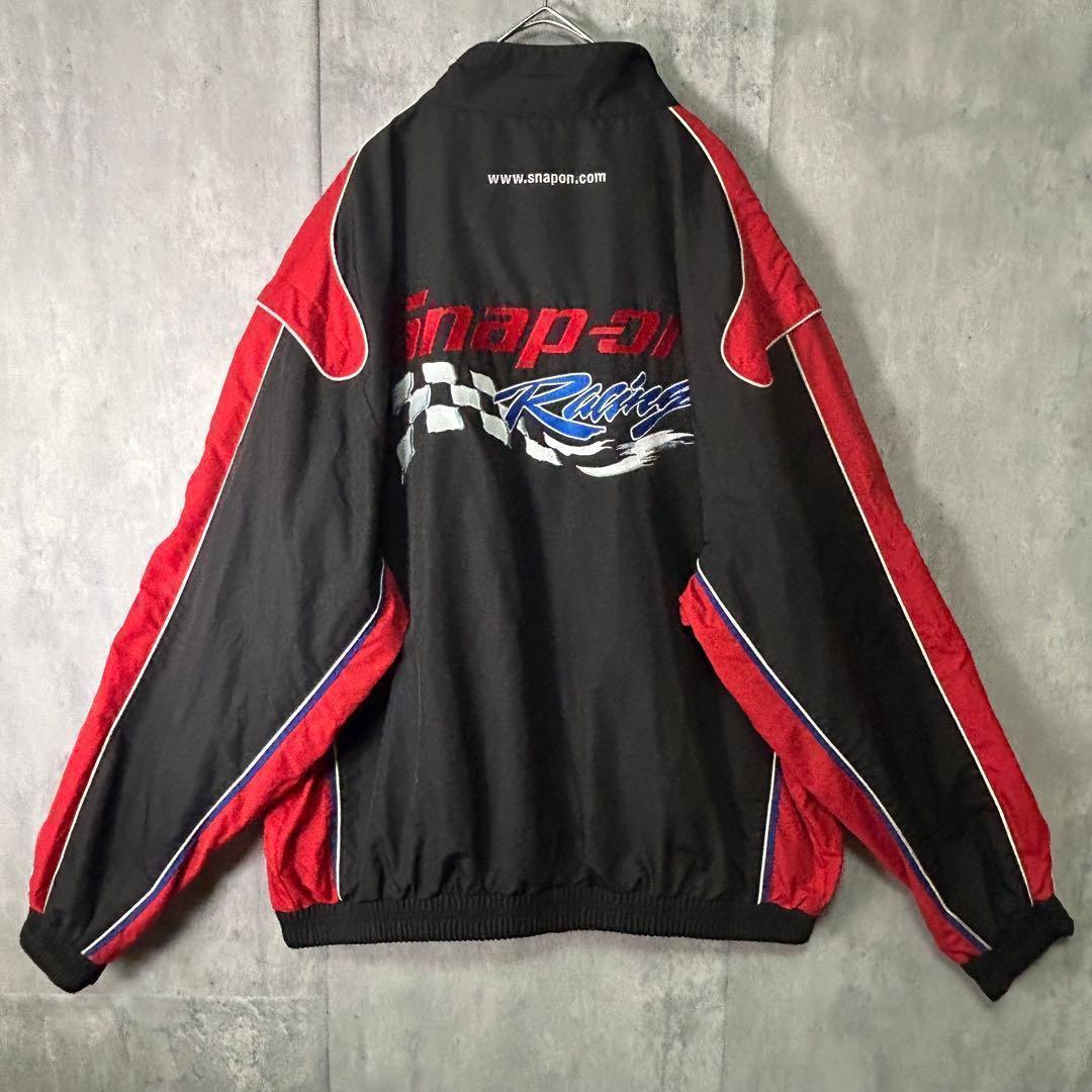 激レア snap on レーシング ブルゾン 刺繍 ジャケット 黒 赤 XL
