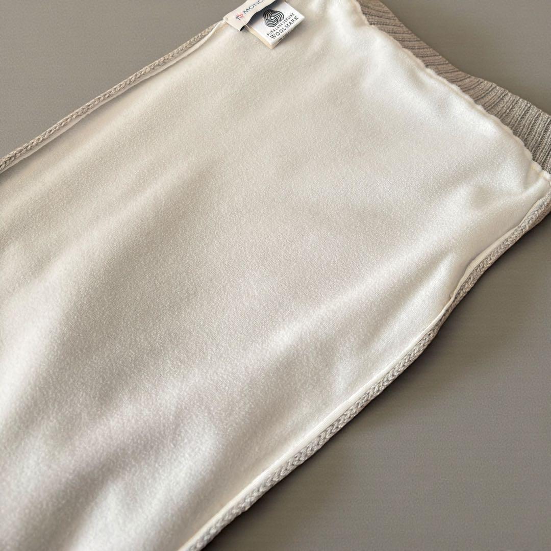 MONCLER マフラー ウール100% グレー 裏フリース付 やや傷あり