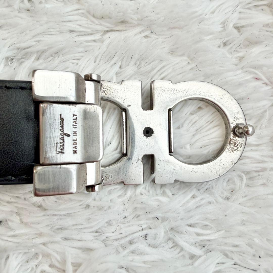 フェラガモ ベルト ダブルガンチーニ ブラック シルバー