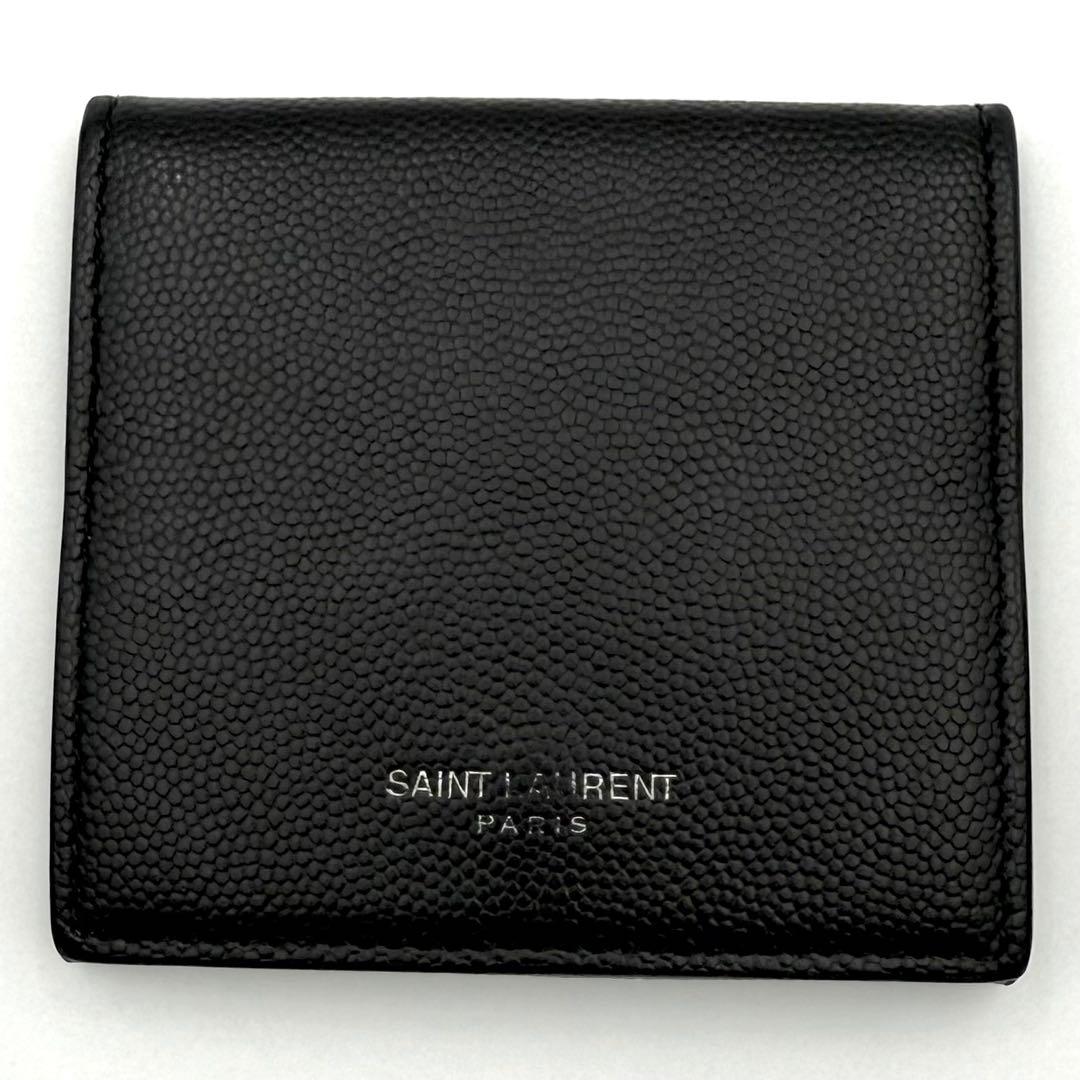 サンローラン ケース キャビアスキン ブラック レザー