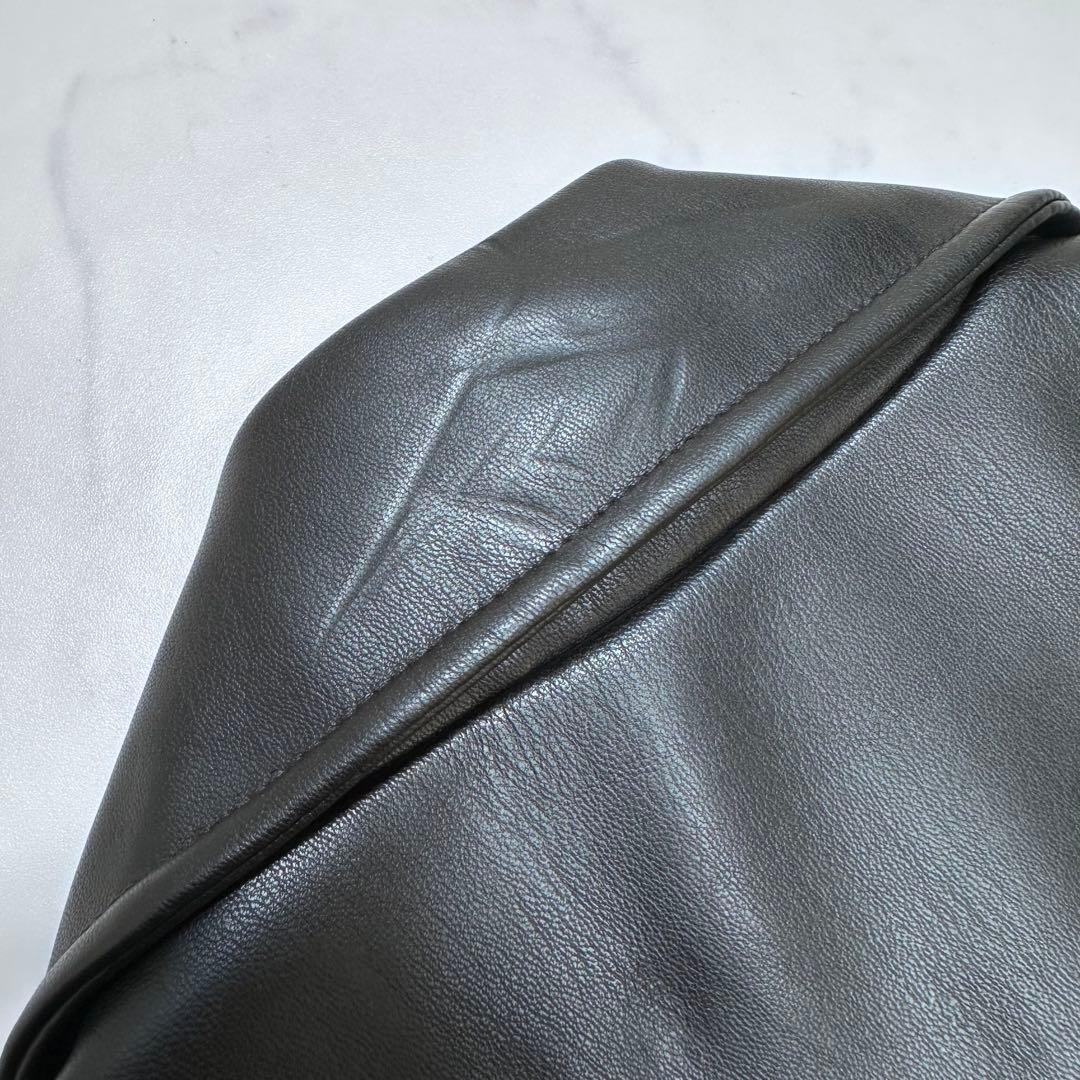 未使用級 XXL◎ザラ ダブルライダースジャケット PUレザー クロップド丈 黒