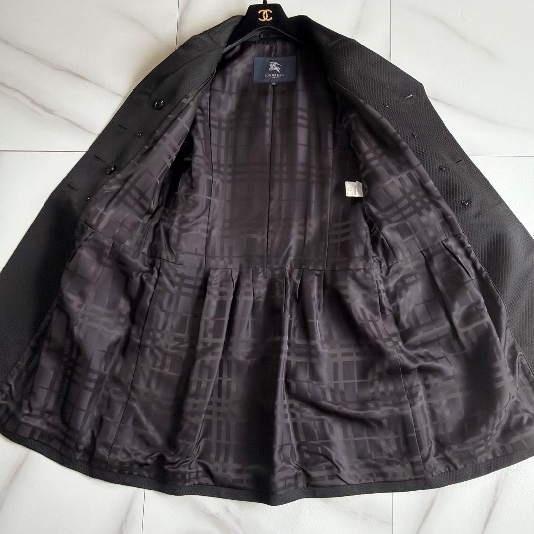 極美品 BURBERRY LONDON ダブル シャドー チェック 黒 コート