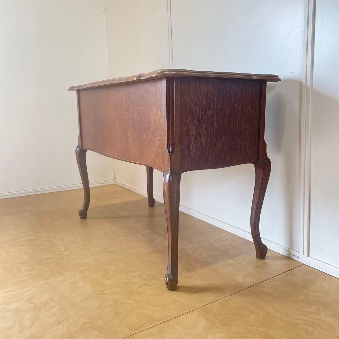 ルーマニア製 オーク材 猫脚 デスク 机 作業台 引き出し アンティーク