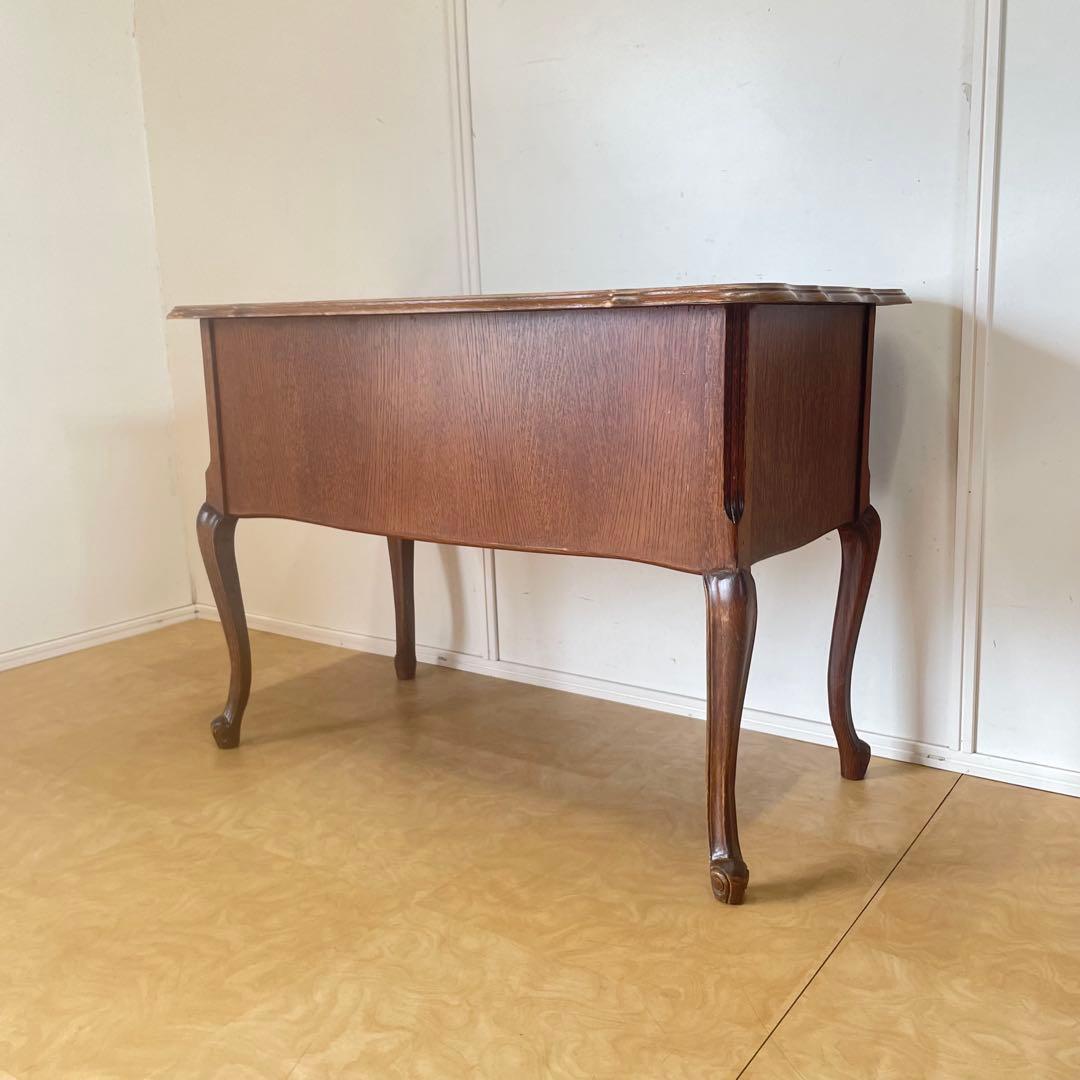 ルーマニア製 オーク材 猫脚 デスク 机 作業台 引き出し アンティーク