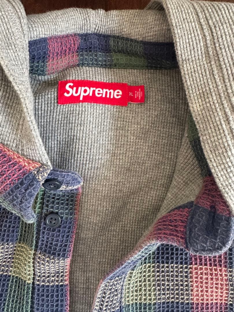 Supreme フード付き チェック柄ネルシャツ XL