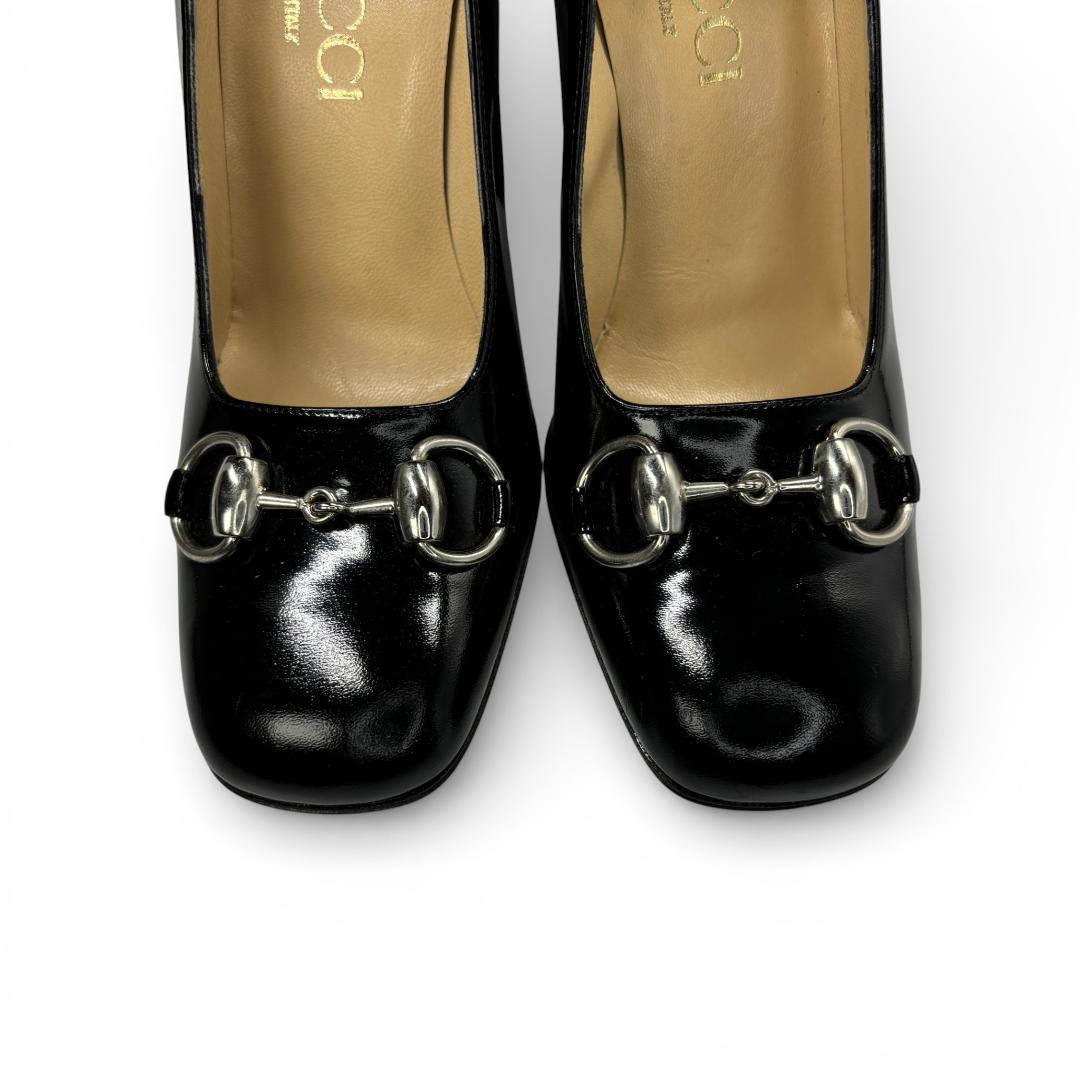 美品 グッチ ホースビット パンプス ヒール 36.5 23.5cm 黒