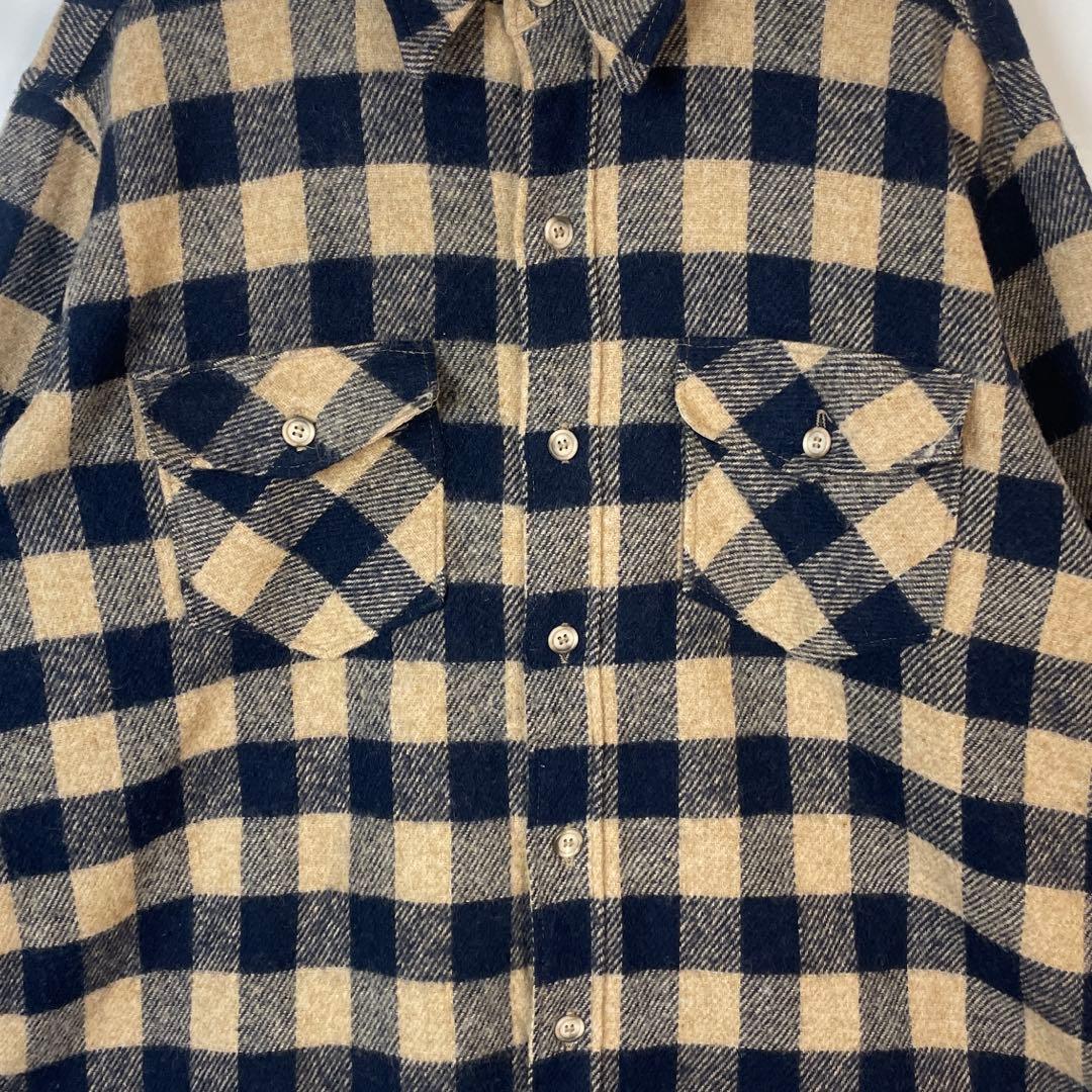 70's USA製　Wool rich バッファローチェック　三角タグ