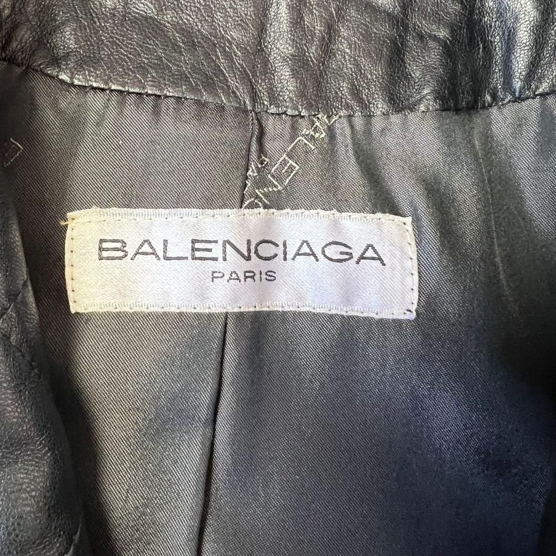 美品♡バレンシアガ　レザー　キルティング　コート　金ボタン　黒