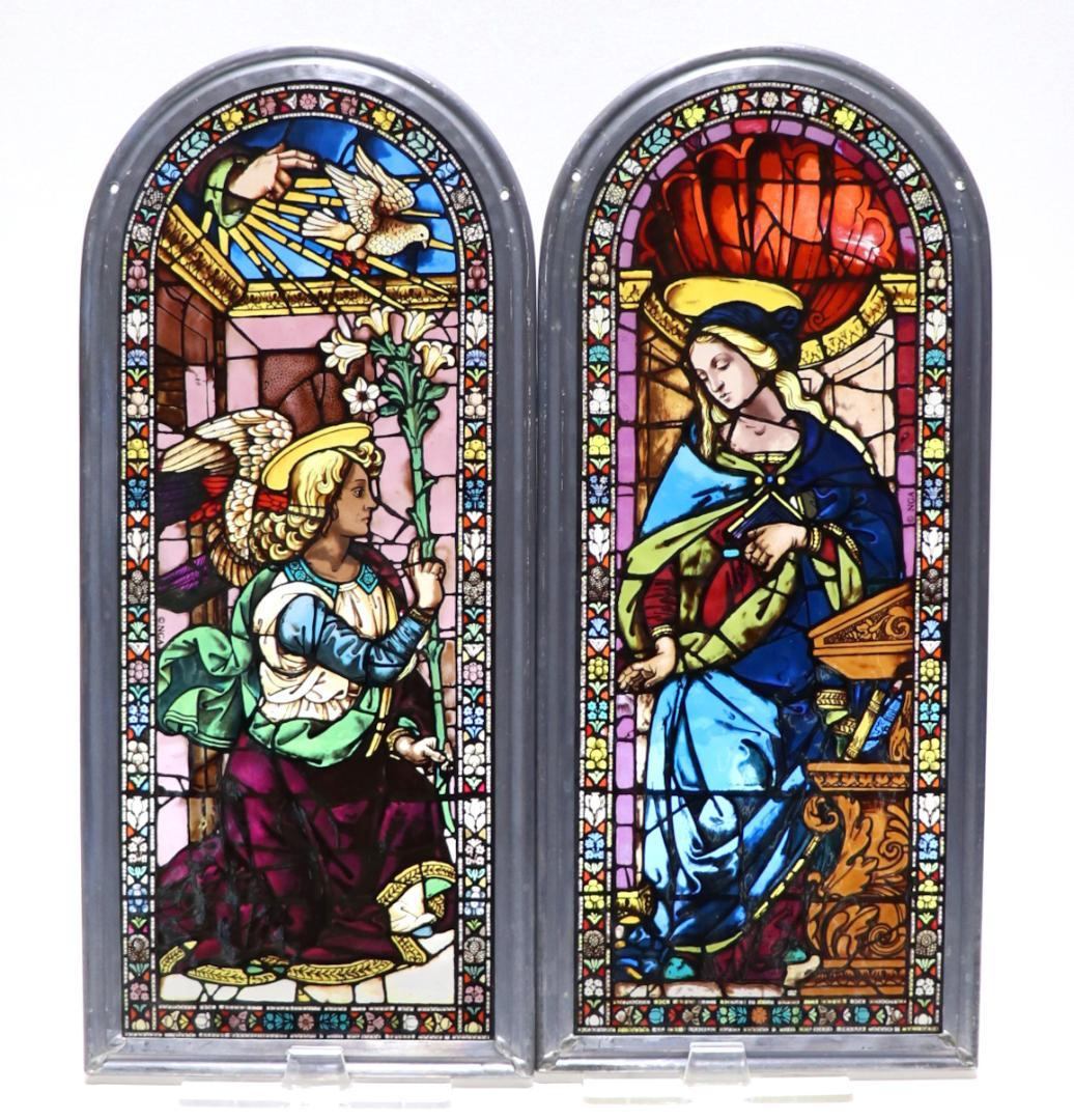 ルネッサンス期 ジョヴァンニ・ディ・ドメニコ ヴィンテージ ステンドグラス 2枚