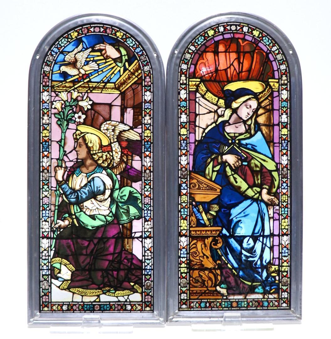 ルネッサンス期 ジョヴァンニ・ディ・ドメニコ ヴィンテージ ステンドグラス 2枚