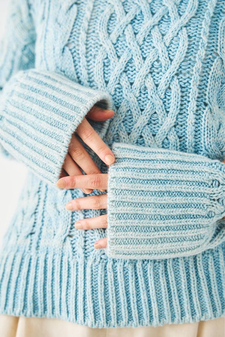 PRISTINE プリスティン ウール混ケーブルプルオーバー ニット 草木染め