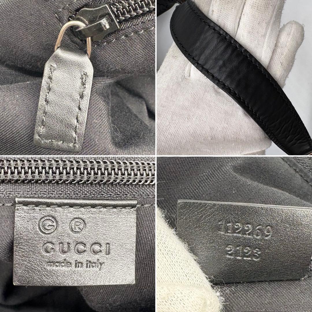 【希少】グッチ ワンショルダー ボストンバッグ 大容量 GG柄 ナイロン 黒