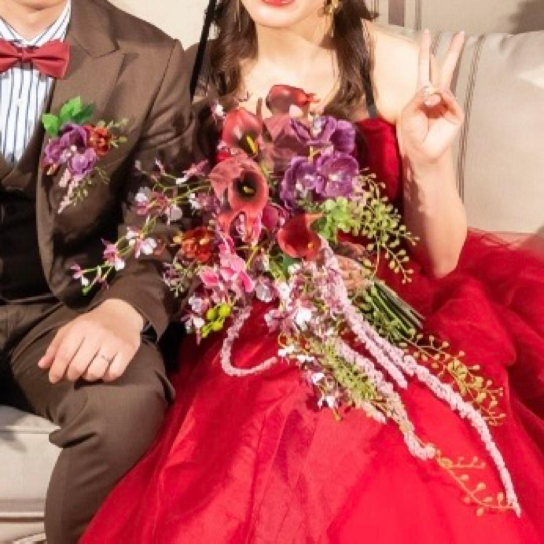 ウェディングブーケ　アーティフィシャル 結婚式 ブートニア　花嫁　前撮り