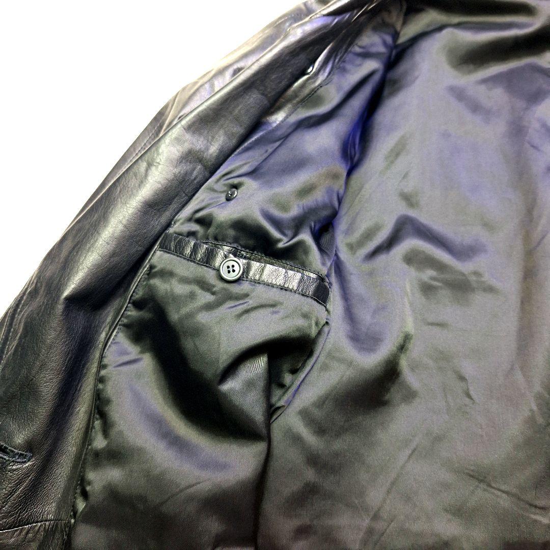 【美品】★レザー トレンチコート ブラック 黒 羊 ロングコート　M