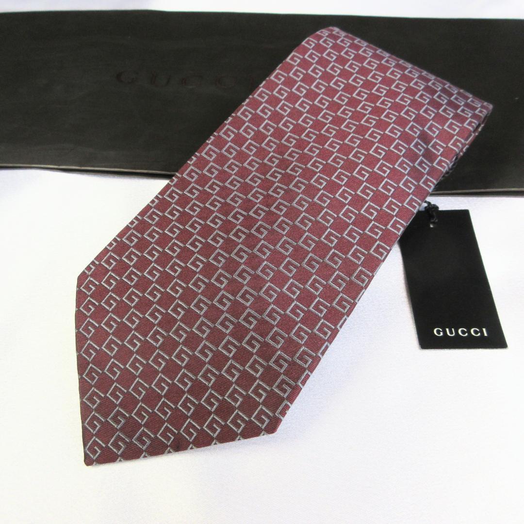 未使用☆グッチ　Gロゴ　茶色　ネクタイ