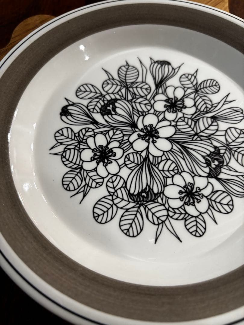 ARABIA ヴィンテージ　希少　クロッカス　グレー　花柄皿