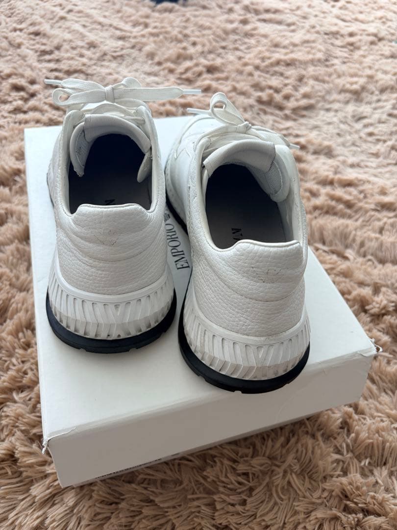 定価3万円 EMPORIO ARMANI レザーパネルレースアップスニーカー白