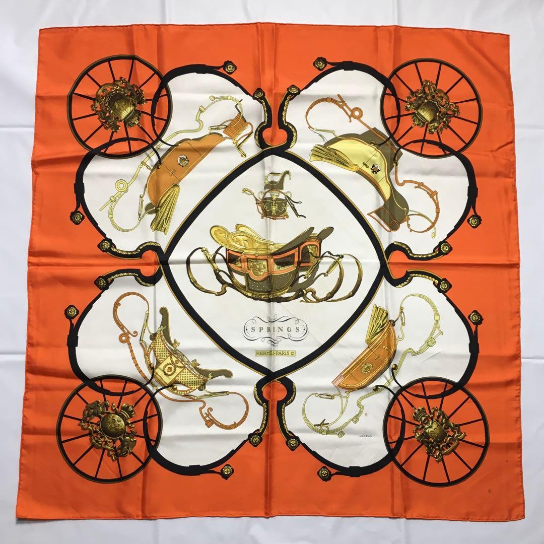 2504-199｜エルメス カレ 90 スカーフ シルク オレンジ