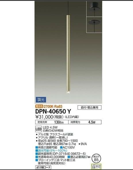 大光電機 LEDペンダント 照明 DPN-40650Y 最終処分価格