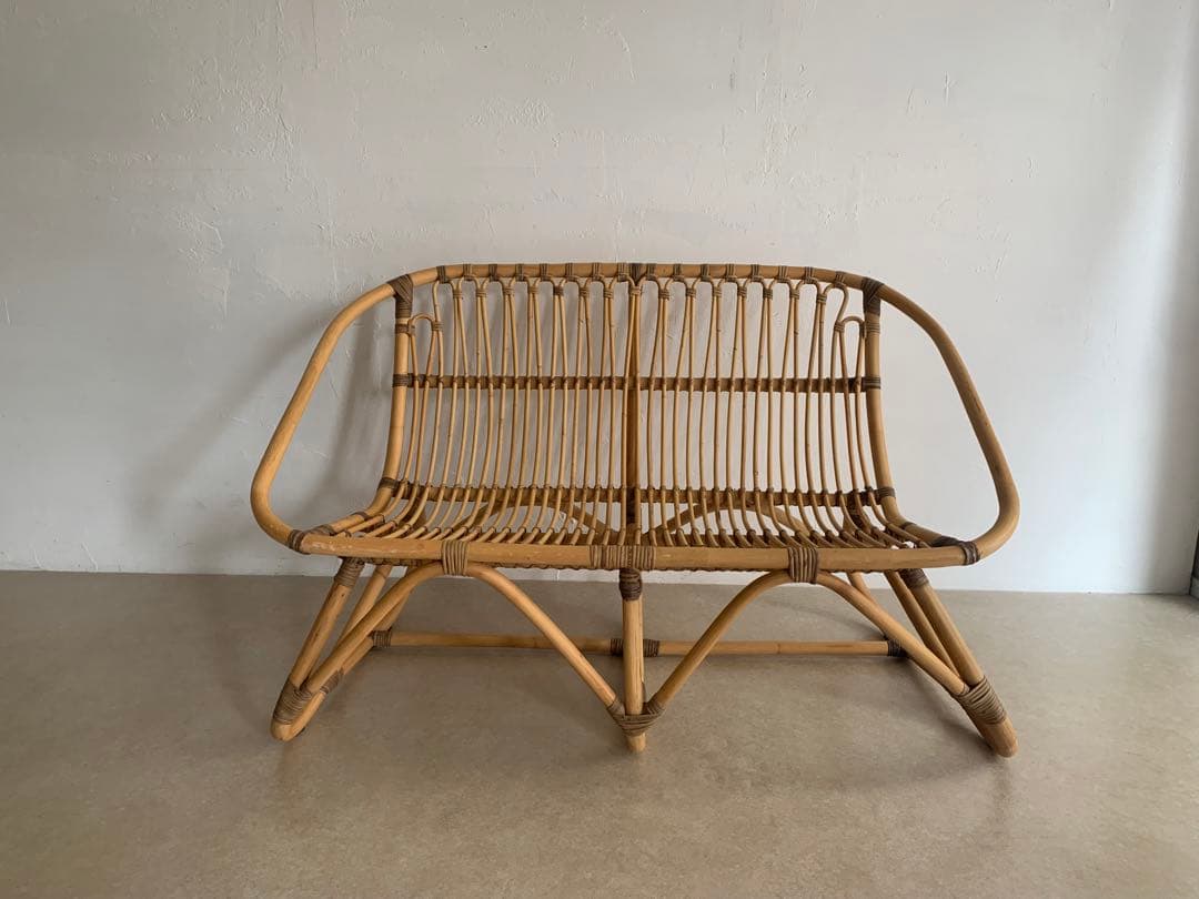 ラタン 2人掛けソファ 110cm幅