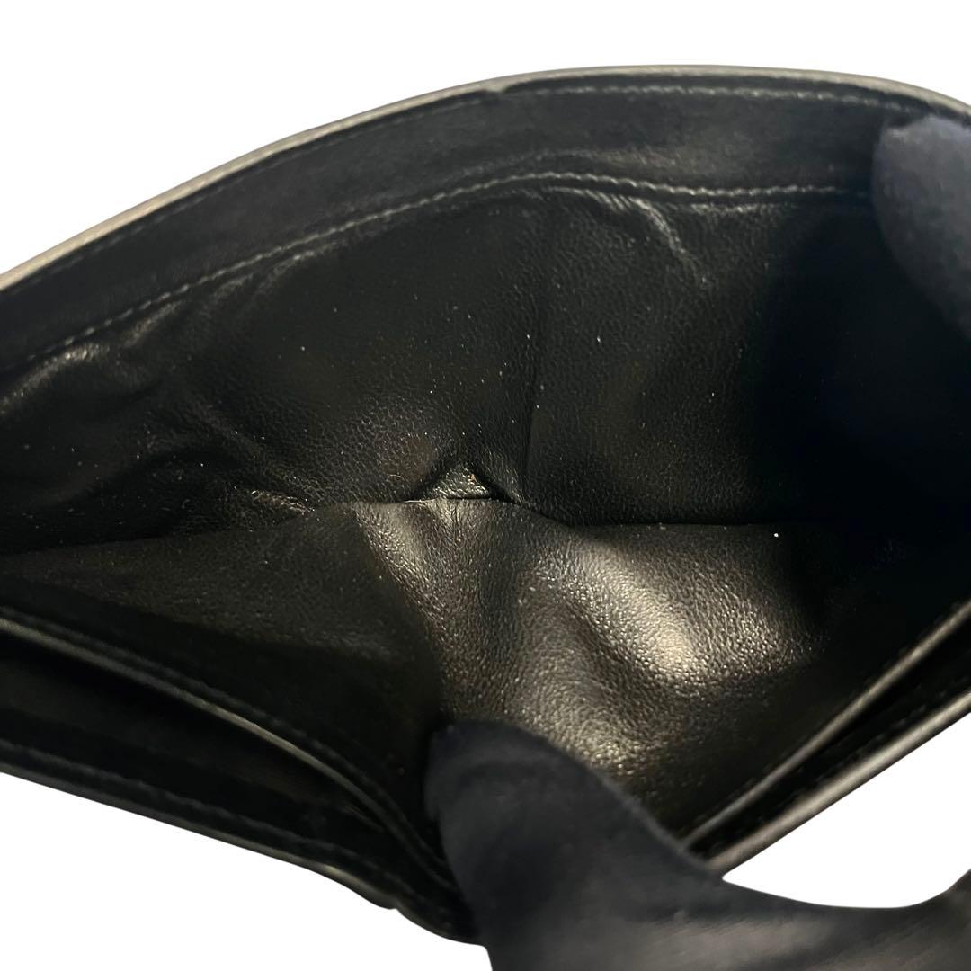 希少✨サンローラン ２つ折り財布 YSL カサンドラ レザー ブラック ロゴ