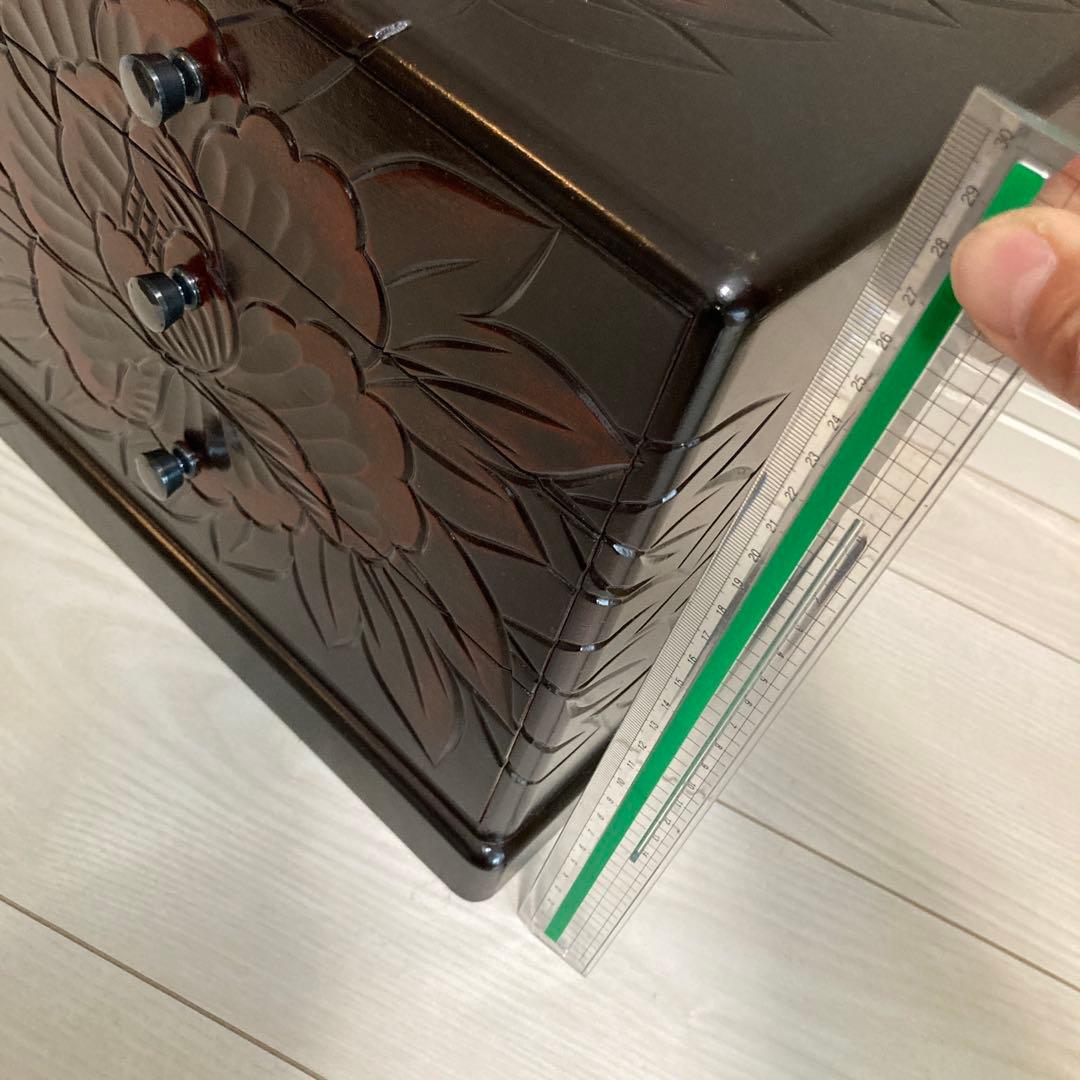 【高級・総桐・未使用品】静華シリーズ 3段チェスト 牡丹線彫 鎌倉彫 三交百貨店