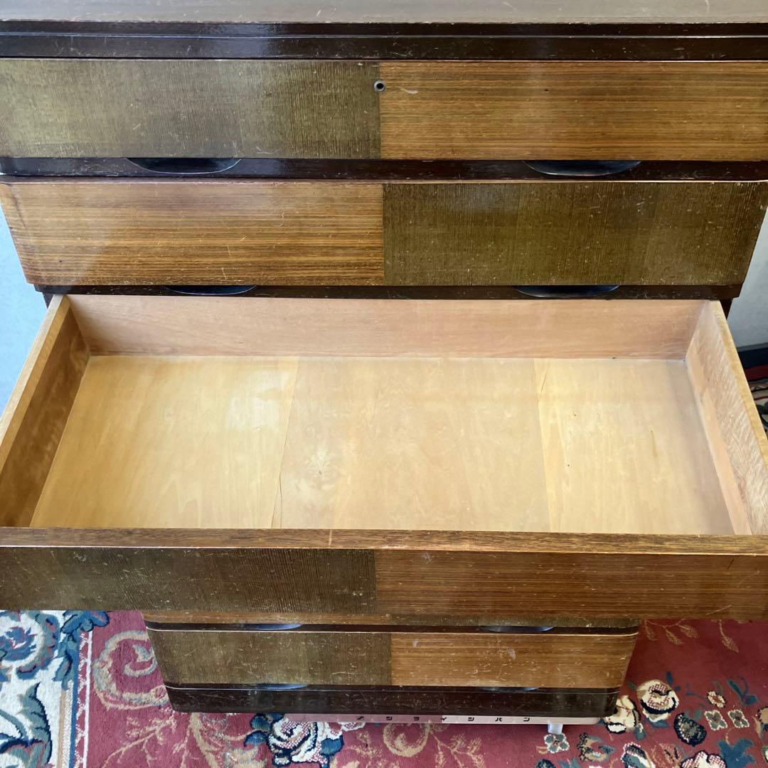 昭和レトロ 寄木細工 木製チェスト 7段タンス 箪笥 古家具 ビンテージ