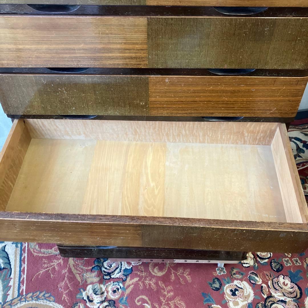 昭和レトロ 寄木細工 木製チェスト 7段タンス 箪笥 古家具 ビンテージ