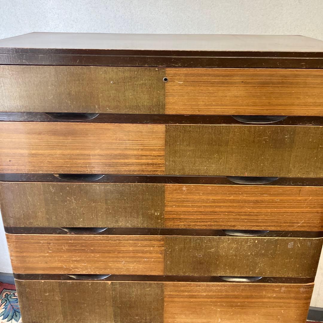 昭和レトロ 寄木細工 木製チェスト 7段タンス 箪笥 古家具 ビンテージ
