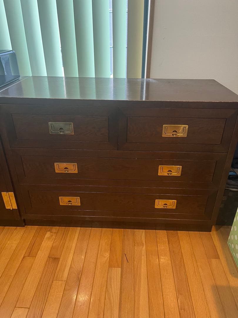 カリモク　ドマーニ　ダークブラウン木製4段タンス