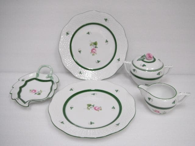 168/ヘレンド ウィーンのバラ プレート＆クリーマー＆シュガーポット 計5点